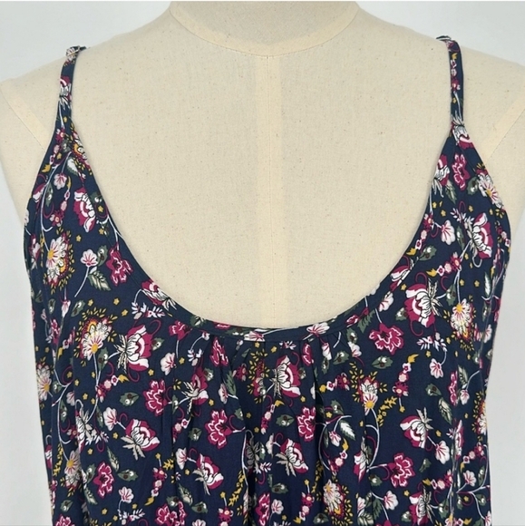 Buenos Ninos Sz XXL Spaghetti strap floral pattern Navy Maxi Dress - Picture 4 of 7